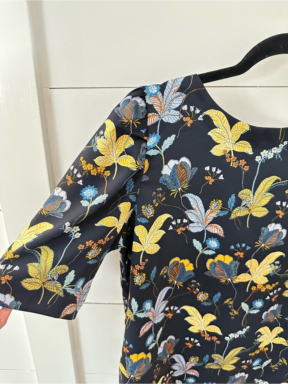Loft M floral 1/2 sleeve large floral classic workwear polyester blouse - Picture 6 of 12